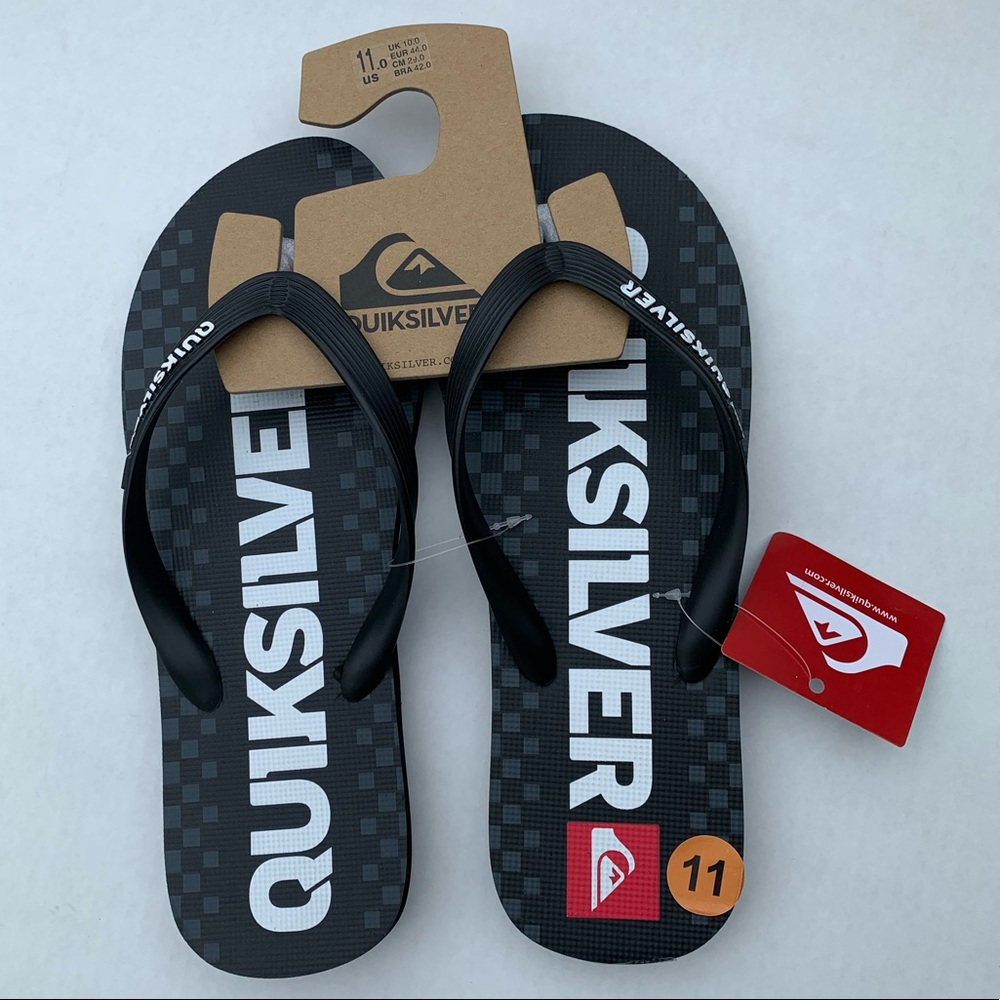 Men's Quiksilver Black White Flip Flops Sandals 11